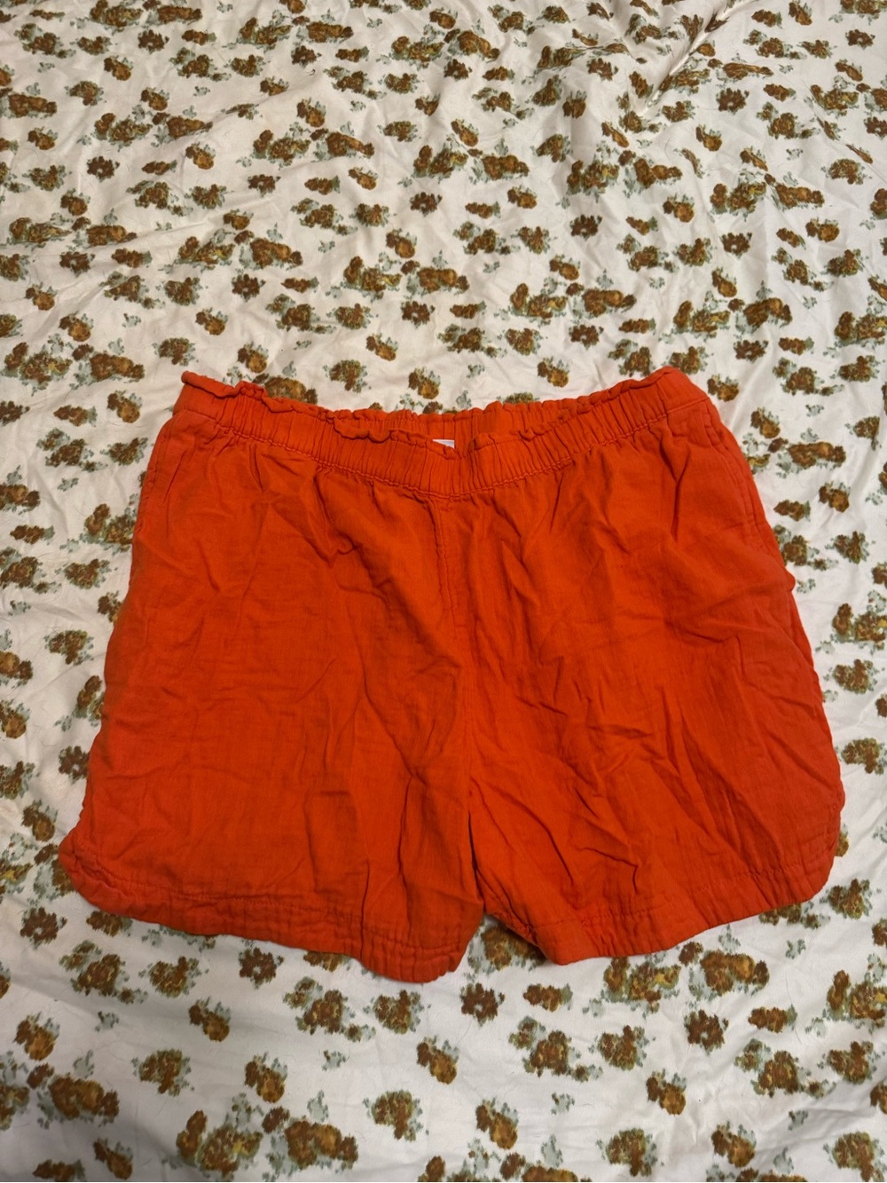 Old Navy Bright Orange High-Waist Crinkle Shorts